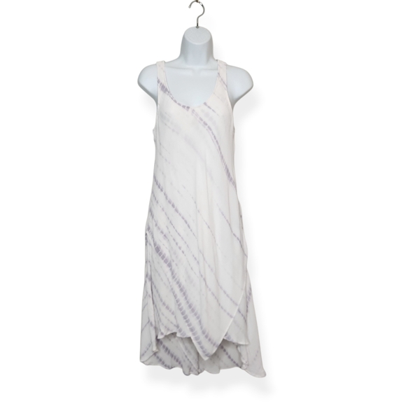 Sundance Womens Shibori Spirit White Gray Tie Dyed Asymmetrical Hem Dress Medium - Picture 8 of 9